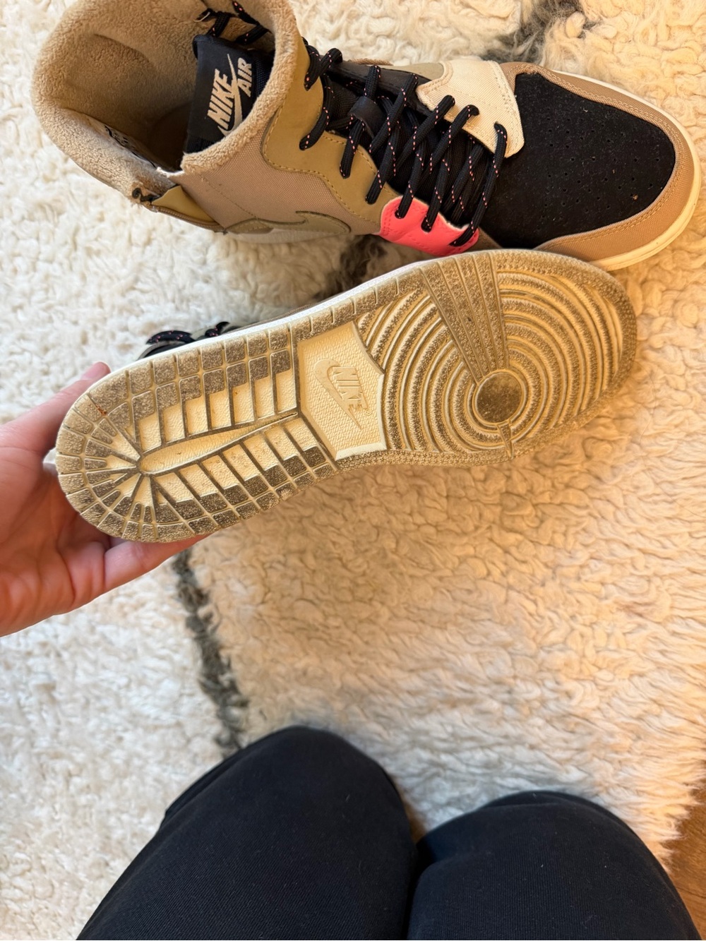 Jordan High-Top Sneakers in Tan and Black - Picture 3 of 4
